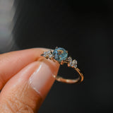 1.01ct Light Teal Montana Sapphire and Diamond Starry Night Low Profile Solitaire in 14k Yellow Gold