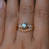 1.01ct Light Teal Montana Sapphire and Diamond Starry Night Low Profile Solitaire in 14k Yellow Gold