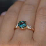 2.15ct Round Madagascar Sapphire and Diamond Starry Night Low Profile Solitaire in 14k Yellow Gold