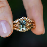 2.07ct Radiant Cut Untreated Tanzanian Sapphire Low Profile Six Prong Split Shank Solitaire in 14k Yellow Gold