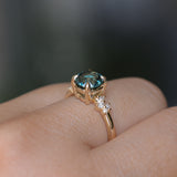 2.15ct Round Madagascar Sapphire and Diamond Starry Night Low Profile Solitaire in 14k Yellow Gold