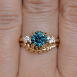 2.15ct Round Madagascar Sapphire and Diamond Starry Night Low Profile Solitaire in 14k Yellow Gold