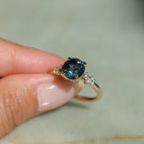 2.15ct Round Madagascar Sapphire and Diamond Starry Night Low Profile Solitaire in 14k Yellow Gold