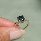 2.15ct Round Madagascar Sapphire and Diamond Starry Night Low Profile Solitaire in 14k Yellow Gold