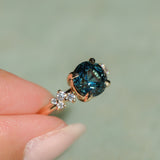2.15ct Round Madagascar Sapphire and Diamond Starry Night Low Profile Solitaire in 14k Yellow Gold
