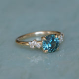 2.15ct Round Madagascar Sapphire and Diamond Starry Night Low Profile Solitaire in 14k Yellow Gold