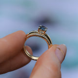 0.98ct Deep Teal Blue to Purple Montana Sapphire Low Profile 4 Prong Solitaire in 14k Yellow Gold