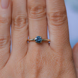 0.98ct Deep Teal Blue to Purple Montana Sapphire Low Profile 4 Prong Solitaire in 14k Yellow Gold