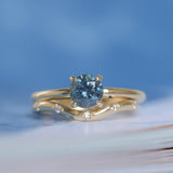 0.98ct Deep Teal Blue to Purple Montana Sapphire Low Profile 4 Prong Solitaire in 14k Yellow Gold