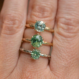 2.0ct Oval Untreated Green Parti Madagascar Sapphire Six Prong Evergreen Solitaire in 14k Yellow Gold