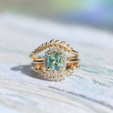 1.53ct Parti Cushion Untreated Madagascar Sapphire Antique-Style Diamond Halo Ring in 14k Yellow Gold