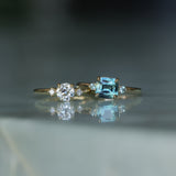1.65ct Cushion Cut Untreated Madagascar Parti Sapphire and Light Blue Sapphire Low Profile East-West Ring in 14k Yellow Gold