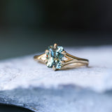 2.07ct Radiant Cut Untreated Tanzanian Sapphire Low Profile Six Prong Split Shank Solitaire in 14k Yellow Gold