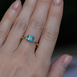 1.65ct Cushion Cut Untreated Madagascar Parti Sapphire and Light Blue Sapphire Low Profile East-West Ring in 14k Yellow Gold
