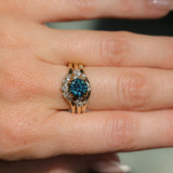 2.15ct Round Madagascar Sapphire and Diamond Starry Night Low Profile Solitaire in 14k Yellow Gold