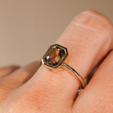 2.60ct Multicolor Emerald Cut Sapphire Low Profile Bezel Ring in 14k Yellow Gold