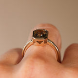 2.60ct Multicolor Emerald Cut Sapphire Low Profile Bezel Ring in 14k Yellow Gold