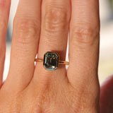 2.60ct Multicolor Emerald Cut Sapphire Low Profile Bezel Ring in 14k Yellow Gold