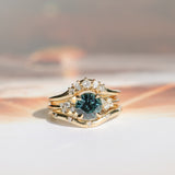 2.15ct Round Madagascar Sapphire and Diamond Starry Night Low Profile Solitaire in 14k Yellow Gold
