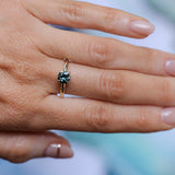 0.98ct Round Madagascar Teal Sapphire Low Profile 4 Prong Solitaire in 14k Yellow Gold