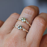 0.75ct Round Untreated Silvery Grey Montana Sapphire and Diamond Starry Night Low Profile Solitaire in 14k Yellow Gold