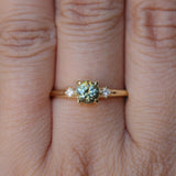 0.71ct Bicolor Round Montana Sapphire and Princess Cut Diamond Rapids Low Profile Ring in 18k Yellow Gold
