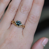 1.65ct Cushion Cut Untreated Madagascar Parti Sapphire and Light Blue Sapphire Low Profile East-West Ring in 14k Yellow Gold
