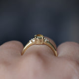 0.71ct Bicolor Round Montana Sapphire and Princess Cut Diamond Rapids Low Profile Ring in 18k Yellow Gold
