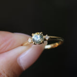 0.71ct Bicolor Round Montana Sapphire and Princess Cut Diamond Rapids Low Profile Ring in 18k Yellow Gold