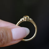 0.71ct Bicolor Round Montana Sapphire and Princess Cut Diamond Rapids Low Profile Ring in 18k Yellow Gold