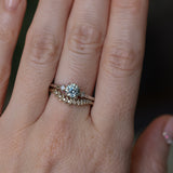 0.90ct Round Steely Blue Green Montana Sapphire and Princess Cut Diamond Rapids Low Profile Ring in 14k White Gold