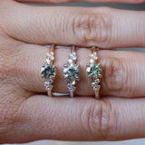 0.75ct Round Untreated Silvery Grey Montana Sapphire and Diamond Starry Night Low Profile Solitaire in 14k Yellow Gold