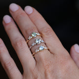 0.75ct Round Untreated Silvery Grey Montana Sapphire and Diamond Starry Night Low Profile Solitaire in 14k Yellow Gold