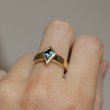 1.27ct Australian Kite Sapphire Bezel Set "Signet" Style Wide Band Solitaire in 14k Yellow Gold