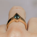 1.27ct Australian Kite Sapphire Bezel Set "Signet" Style Wide Band Solitaire in 14k Yellow Gold