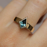 1.27ct Australian Kite Sapphire Bezel Set "Signet" Style Wide Band Solitaire in 14k Yellow Gold