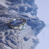 1.12ct Round Silvery Light Blue Montana Sapphire and Diamond Starry Night Low Profile Solitaire in 14k White Gold