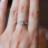 1.12ct Round Silvery Light Blue Montana Sapphire and Diamond Starry Night Low Profile Solitaire in 14k White Gold