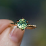 2.0ct Oval Untreated Green Parti Madagascar Sapphire Six Prong Evergreen Solitaire in 14k Yellow Gold