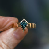 1.27ct Australian Kite Sapphire Bezel Set "Signet" Style Wide Band Solitaire in 14k Yellow Gold