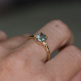 1.35ct Oval Brilliant Montana Sapphire and Princess Cut Diamond Rapids Low Profile Ring in 14k Yellow Gold