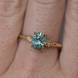 1.35ct Oval Brilliant Montana Sapphire and Princess Cut Diamond Rapids Low Profile Ring in 14k Yellow Gold