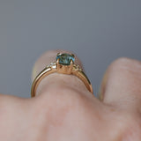 1.35ct Oval Brilliant Montana Sapphire and Princess Cut Diamond Rapids Low Profile Ring in 14k Yellow Gold