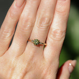 0.85ct Round Light Green Montana Sapphire and Princess Cut Diamond Rapids Low Profile Ring in 14k Yellow Gold