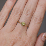 0.85ct Round Light Green Montana Sapphire and Princess Cut Diamond Rapids Low Profile Ring in 14k Yellow Gold