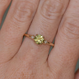 0.85ct Round Light Green Montana Sapphire and Princess Cut Diamond Rapids Low Profile Ring in 14k Yellow Gold