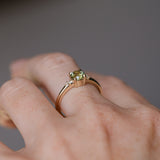 0.85ct Round Light Green Montana Sapphire and Princess Cut Diamond Rapids Low Profile Ring in 14k Yellow Gold