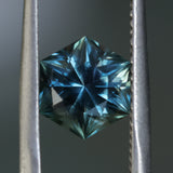 2.12CT HEXAGON BRILLIANT MONTANA SAPPHIRE, OCEAN BLUE AND GREEN, UNTREATED, 8.35X7.24X5.31MM - APPRAISED STONE