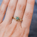 1.21ct Unheated Teal Seafoam Green Montana Sapphire and Diamond Starry Night Low Profile Solitaire in 18k Yellow Gold