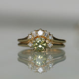 0.85ct Round Light Green Montana Sapphire and Princess Cut Diamond Rapids Low Profile Ring in 14k Yellow Gold